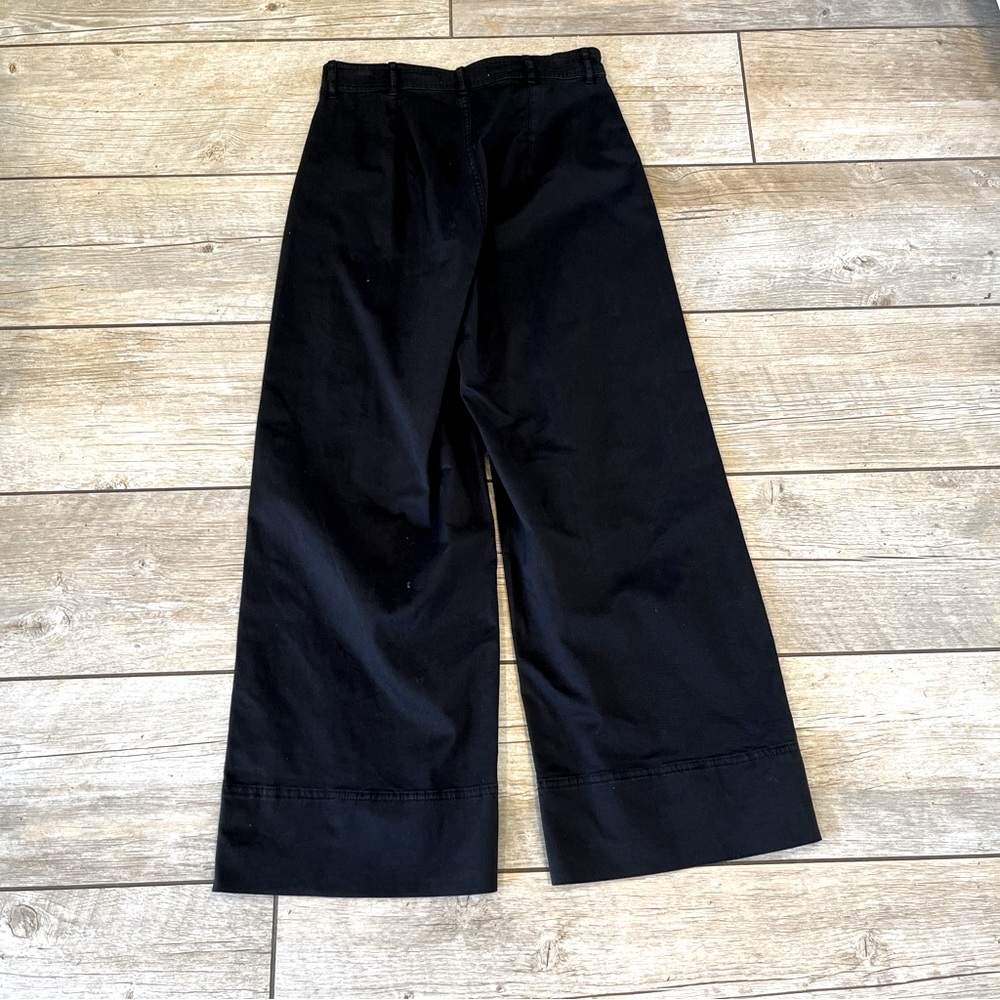 Everlane Black Hi Waisted Wide Leg Cropped Trousers Size 2 - Picture 8 of 11